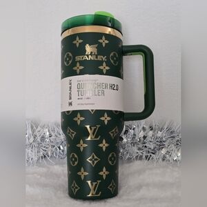 Stanley Dark Green and Gold LV Quencher H2.0 Tumbler 40 oz